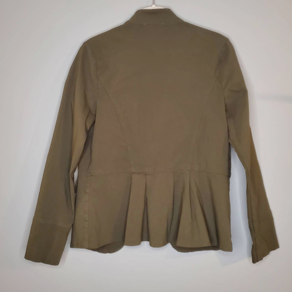 Dressbarn green jacket size S military inspired faux buttons pleats army - Picture 2 of 8